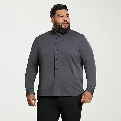Van Heusen Performance Knit Mens Long Sleeve Regular Fit Stretch Fabric Big and Tall Button-Down Shirt