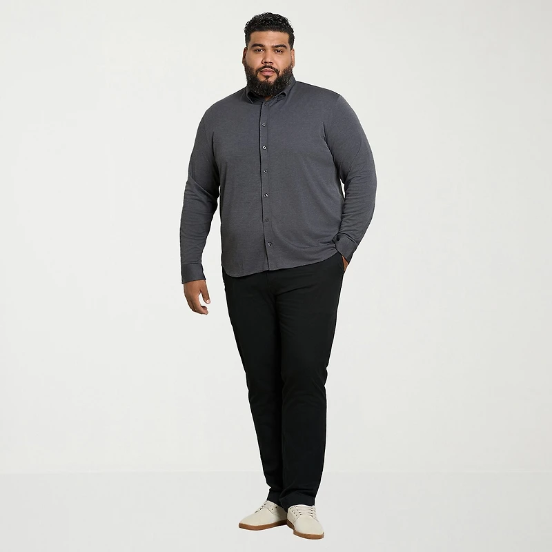 Van Heusen Performance Knit Mens Long Sleeve Regular Fit Stretch Fabric Big and Tall Button-Down Shirt