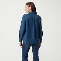 Gloria Vanderbilt Womens Long Sleeve Regular Fit Button-Down Shirt