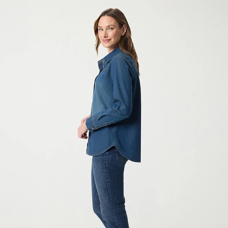 Gloria Vanderbilt Womens Long Sleeve Regular Fit Button-Down Shirt