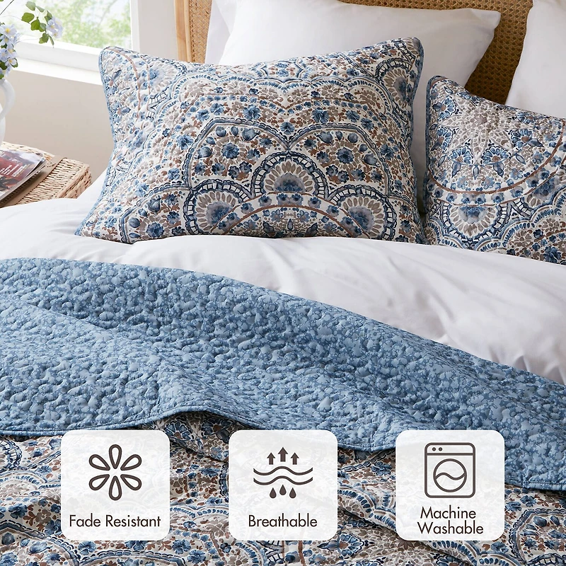 510 Design Valerie Boho Floral Reversible Quilt Set