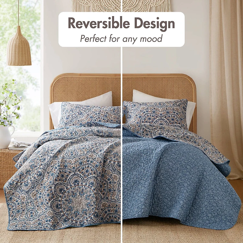 510 Design Valerie Boho Floral Reversible Quilt Set