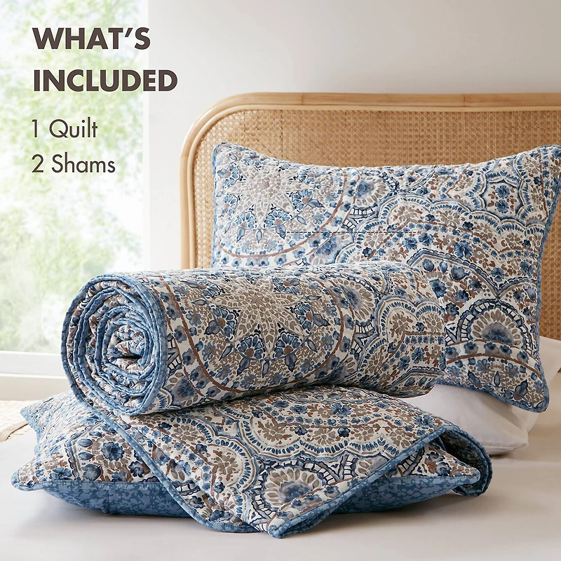 510 Design Valerie Boho Floral Reversible Quilt Set