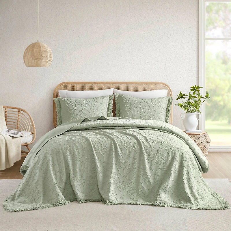 Madison Park Esme Floral Tufting Chenille 3-pc. Easy Care Bedspread Set