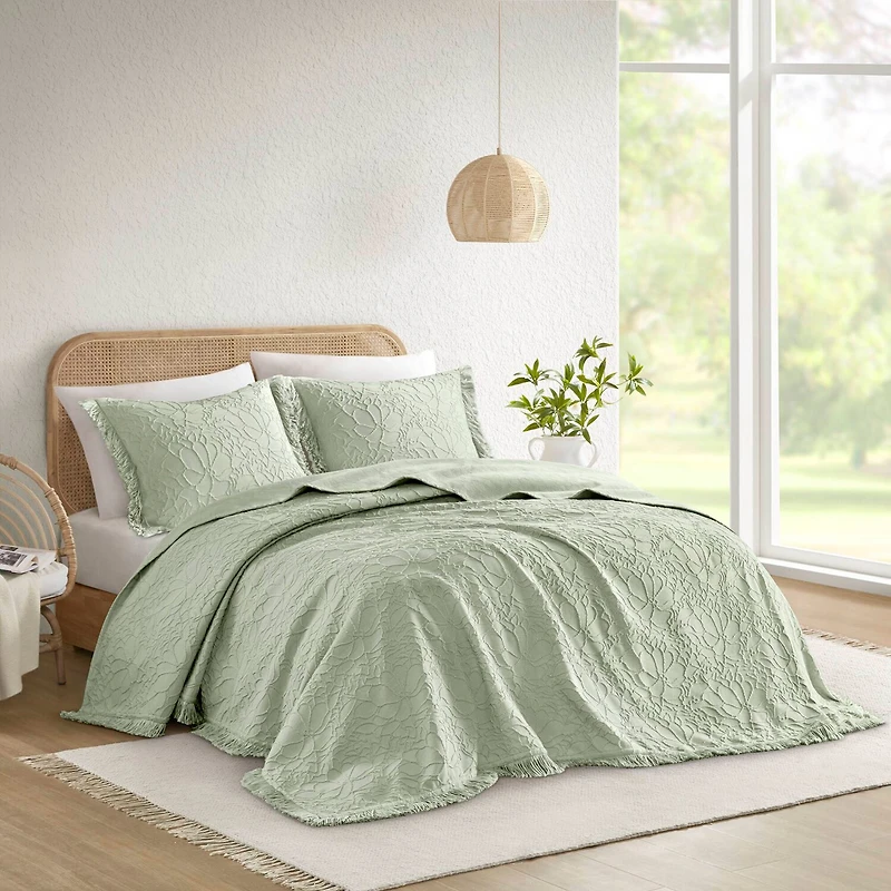 Madison Park Esme Floral Tufting Chenille 3-pc. Easy Care Bedspread Set