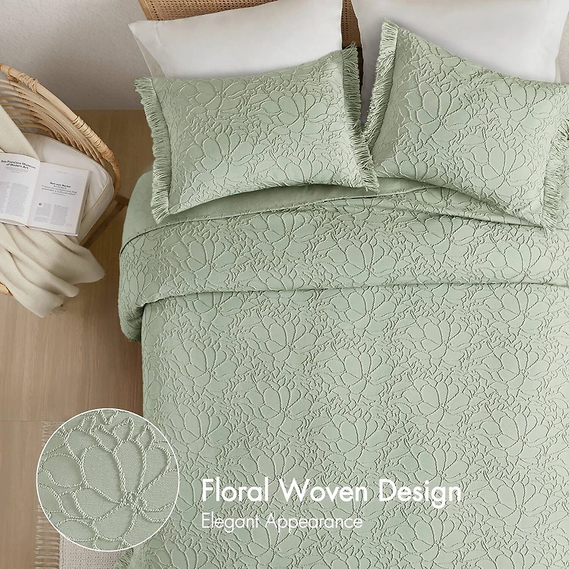 Madison Park Esme Floral Tufting Chenille 3-pc. Easy Care Bedspread Set