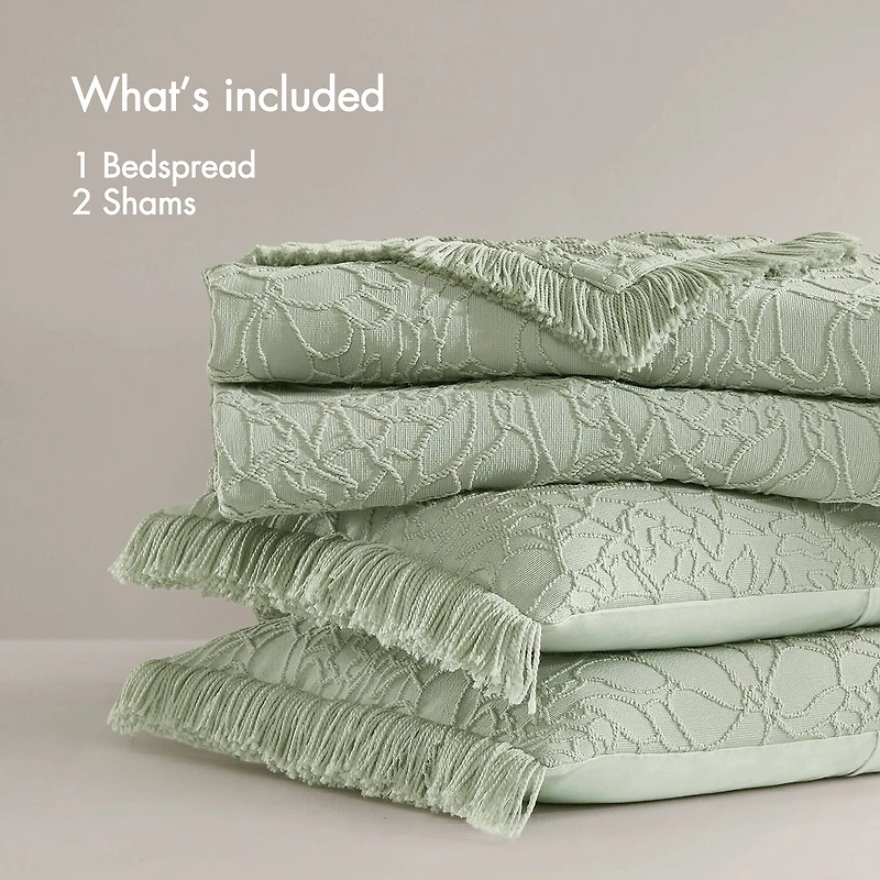 Madison Park Esme Floral Tufting Chenille 3-pc. Easy Care Bedspread Set