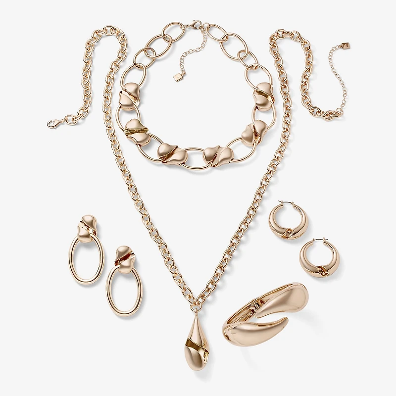 Worthington Gold Tone Womens 17 Inch Collar Necklace