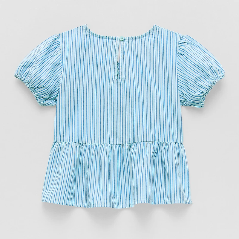 Okie Dokie Toddler & Little Girls Round Neck Short Sleeve Peplum Top