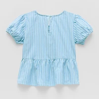 Okie Dokie Toddler & Little Girls Round Neck Short Sleeve Peplum Top