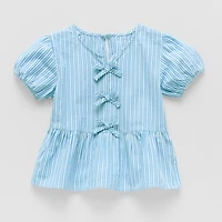 Okie Dokie Toddler & Little Girls Round Neck Short Sleeve Peplum Top
