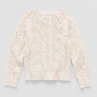 Okie Dokie Toddler & Little Girls Round Neck Long Sleeve Button Cardigan