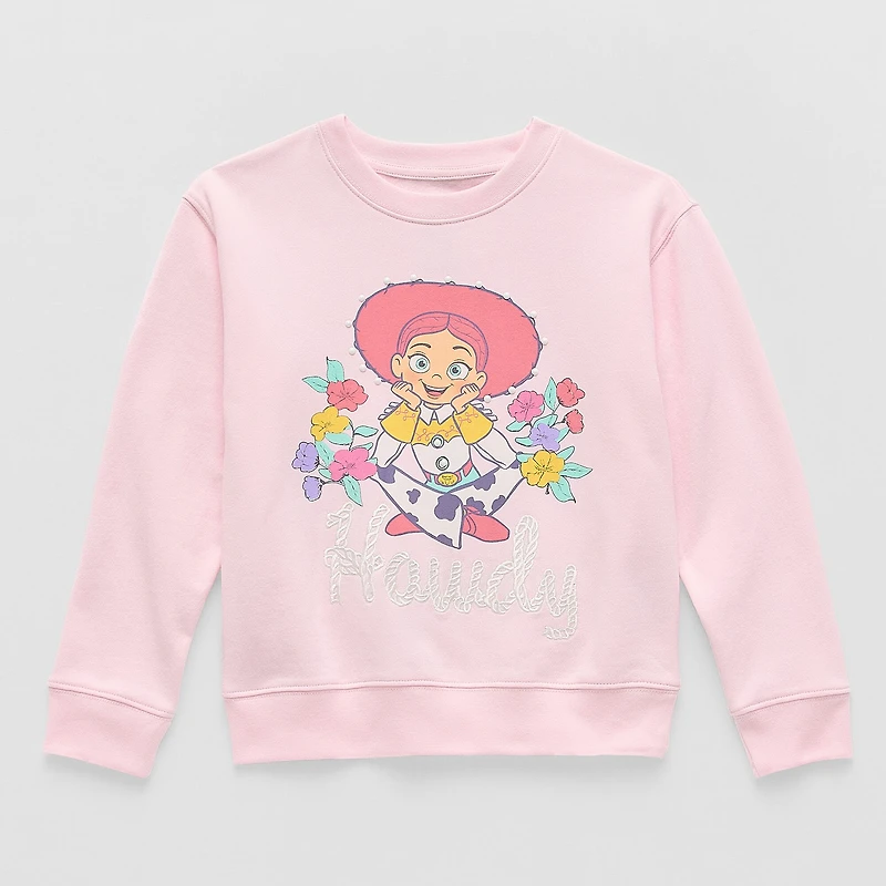 Disney Collection Little & Big Kid Girls Crew Neck Fleece Long Sleeve Jessie Toy Story Sweatshirt