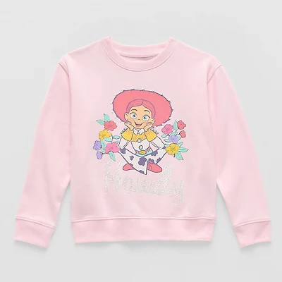 Disney Collection Little & Big Kid Girls Crew Neck Fleece Long Sleeve Jessie Toy Story Sweatshirt