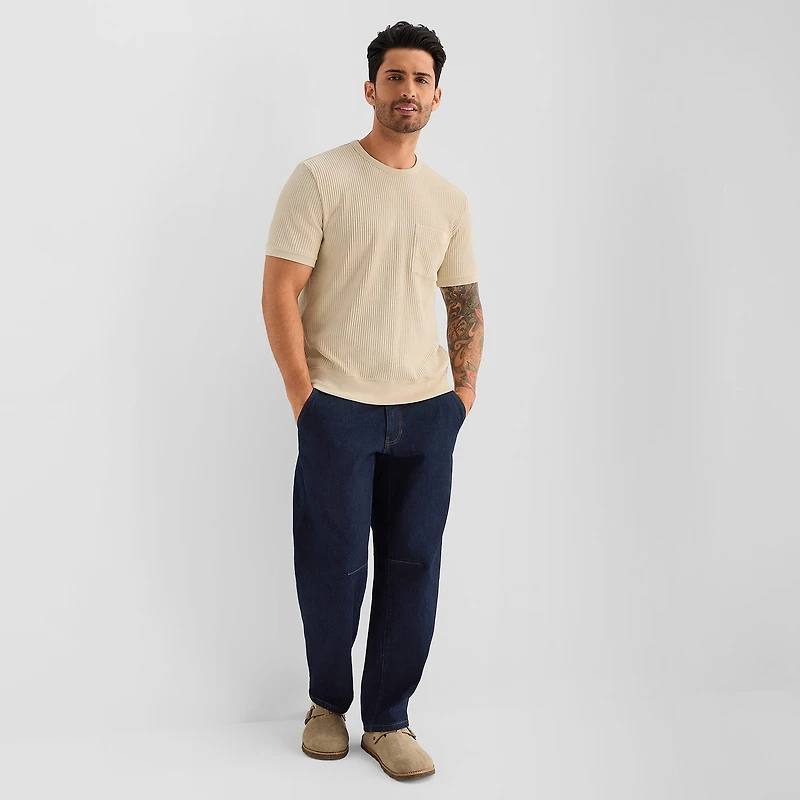 mutual weave Chunky Thermal Mens Crew Neck Short Sleeve T-Shirt