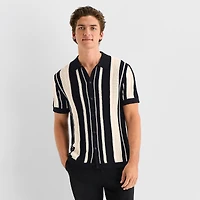 J. Ferrar Mens Short Sleeve Button Polo Sweater