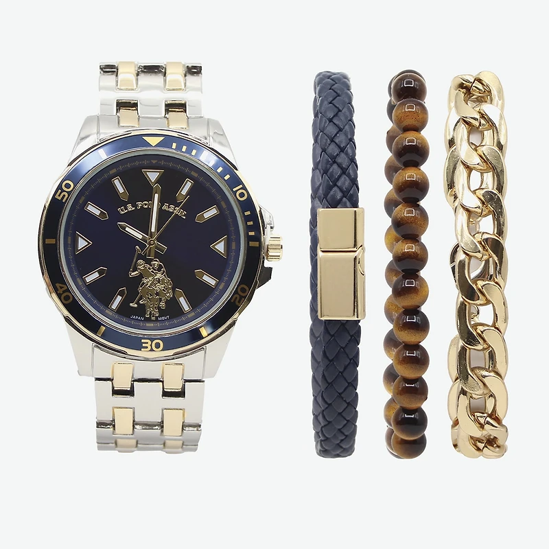 U.S. Polo Assn. Mens Two Tone 4-pc. Watch Boxed Set Usc20295jc