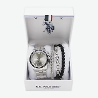 U.S. Polo Assn. Mens Silver Tone 4-pc. Watch Boxed Set Usc20296jc