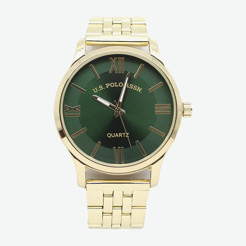 U.S. Polo Assn. Mens Gold Tone Watch Boxed Set Usc80943jc