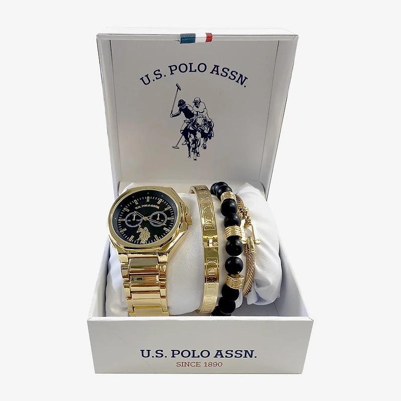 U.S. Polo Assn. Mens Gold Tone Strap Watch Usc20248jc