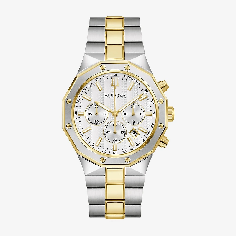 Bulova Prestige Mens Chronograph Two Tone Stainless Steel Bracelet Watch 98b450