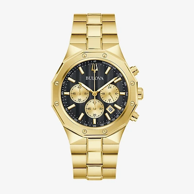 Bulova Prestige Mens Chronograph Gold Tone Stainless Steel Bracelet Watch 97b232