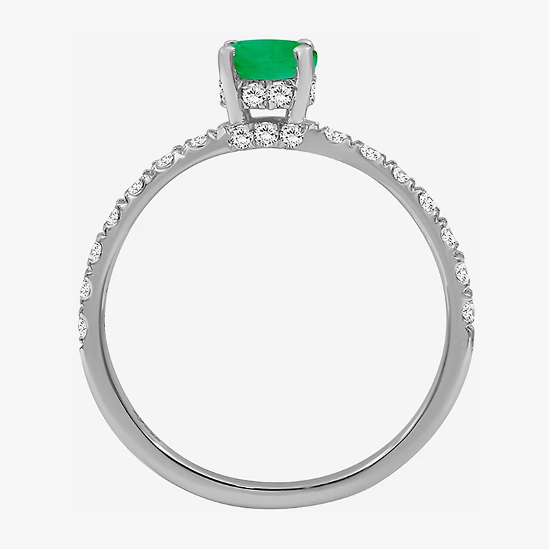 Womens 2 CT. T.W. Genuine Green Emerald 10K Gold Round Cocktail Ring