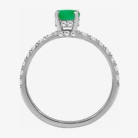 Womens 2 CT. T.W. Genuine Green Emerald 10K Gold Round Cocktail Ring
