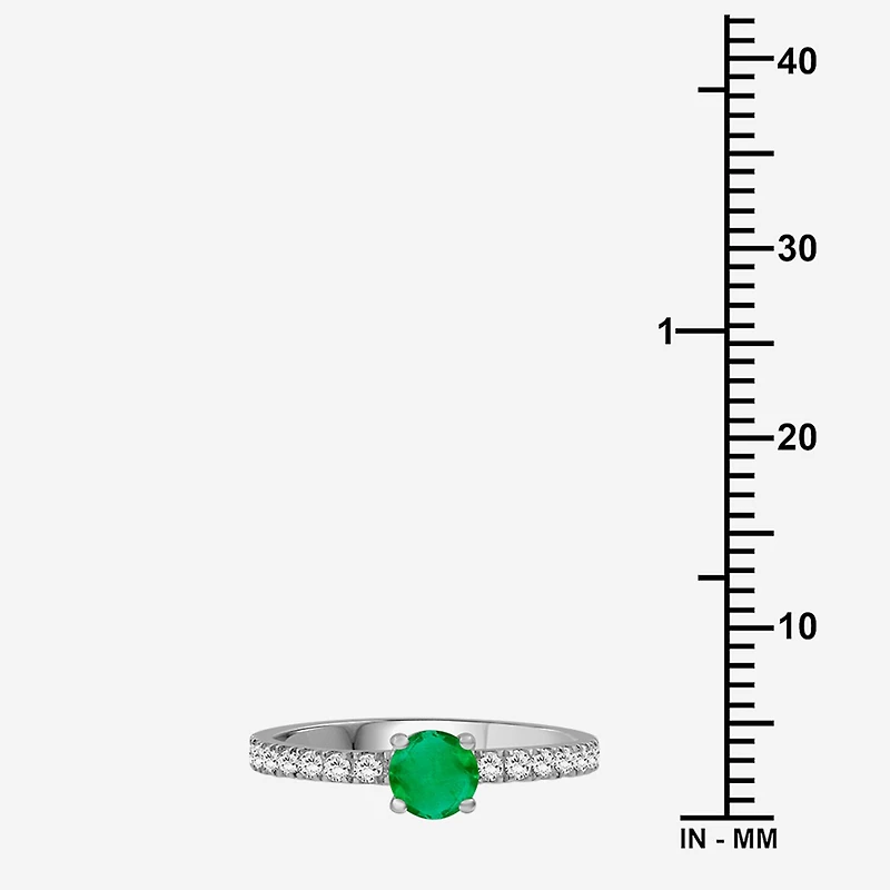Womens 2 CT. T.W. Genuine Green Emerald 10K Gold Round Cocktail Ring