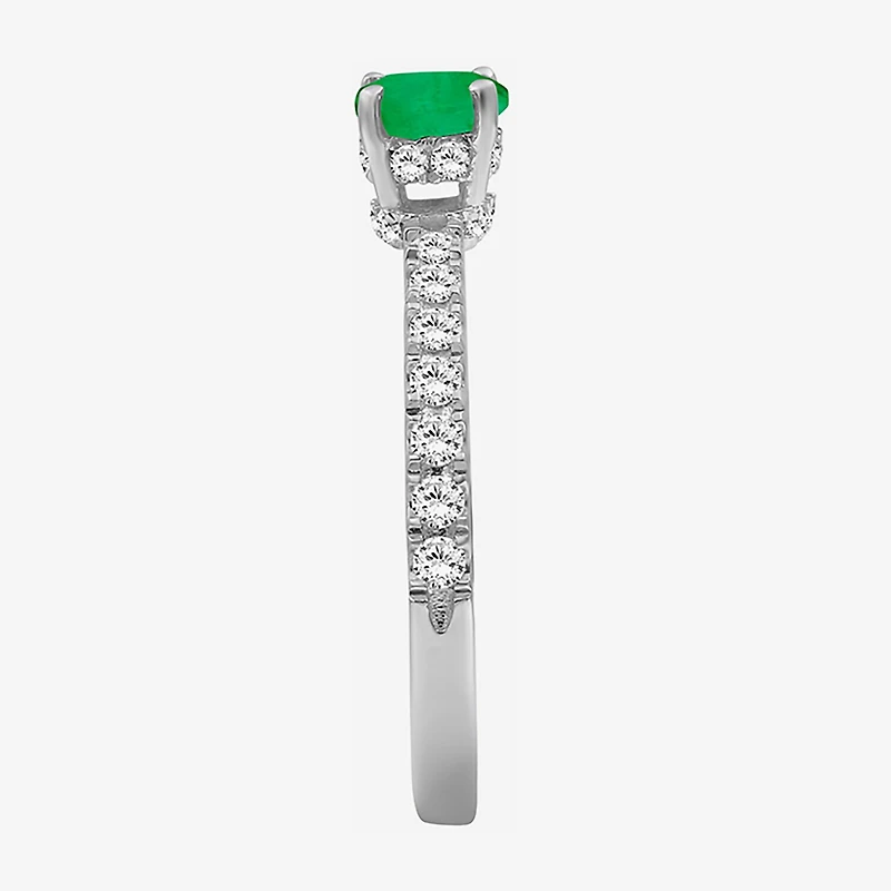 Womens 2 CT. T.W. Genuine Green Emerald 10K Gold Round Cocktail Ring