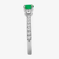 Womens 2 CT. T.W. Genuine Green Emerald 10K Gold Round Cocktail Ring