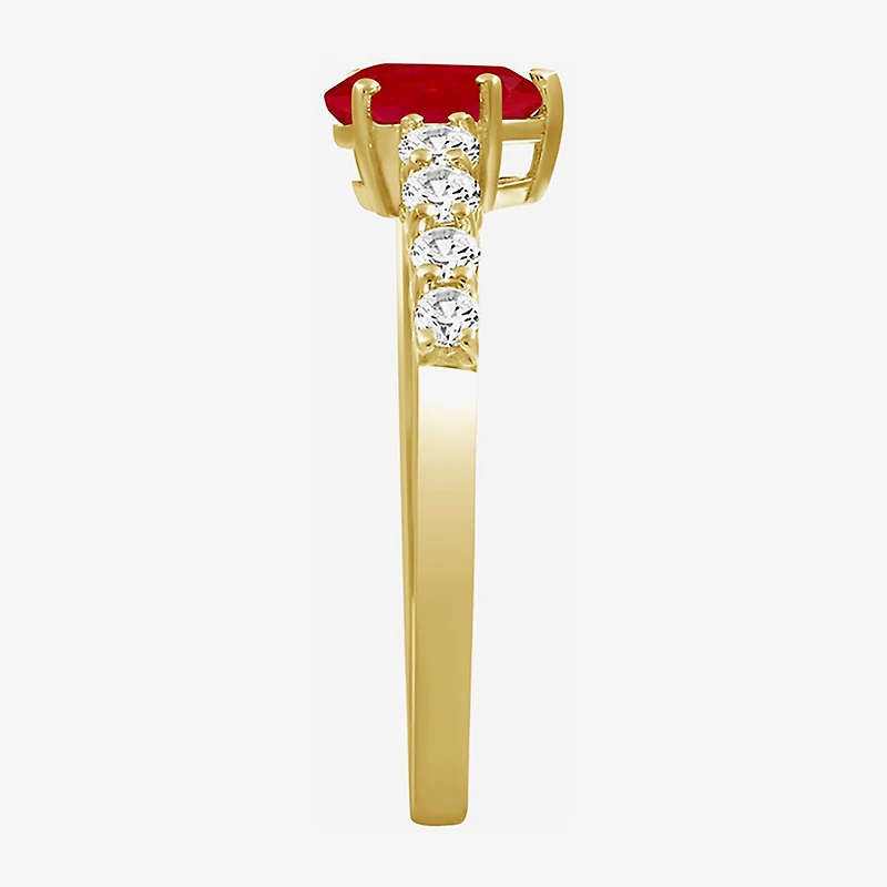 Womens 2 1/2 CT. T.W. Genuine Red Ruby 10K Gold Pear Cocktail Ring