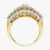 (G, Si1-Si2) Womens 3 CT. T.W. Lab Grown White Diamond 10K Gold Cluster Cocktail Ring