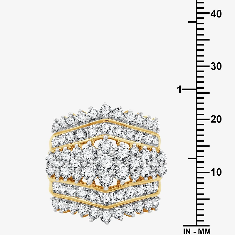 (G, Si1-Si2) Womens 3 CT. T.W. Lab Grown White Diamond 10K Gold Cluster Cocktail Ring