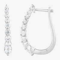 (F/Si2) Womens 1 CT. T.W. Lab Grown White Diamond 10K Gold 21.6mm Hoop Earrings