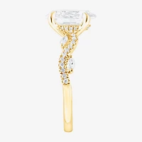 Signature By Modern Bride (F / Vs2) Womens 3 1/4 CT. T.W. Lab Grown White Diamond 14K Gold Oval Side Stone Engagement Ring