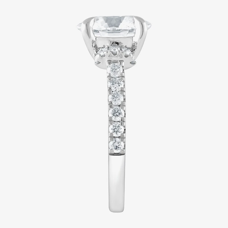Signature By Modern Bride (F / Vs2) Womens 4 1/2 CT. T.W. Lab Grown White Diamond 14K Gold Round Side Stone Engagement Ring