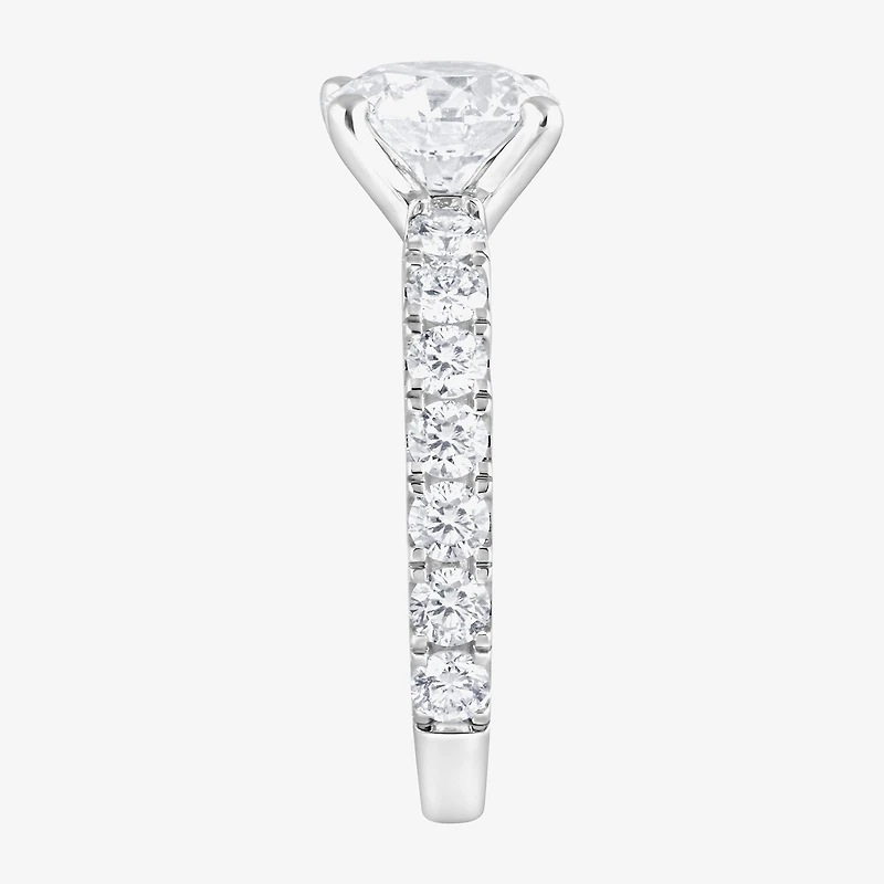 (F / Vs2) Womens 5 CT. T.W. Lab Grown White Diamond 14K Gold Round Side Stone Engagement Ring