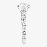 (F / Vs2) Womens 5 CT. T.W. Lab Grown White Diamond 14K Gold Round Side Stone Engagement Ring