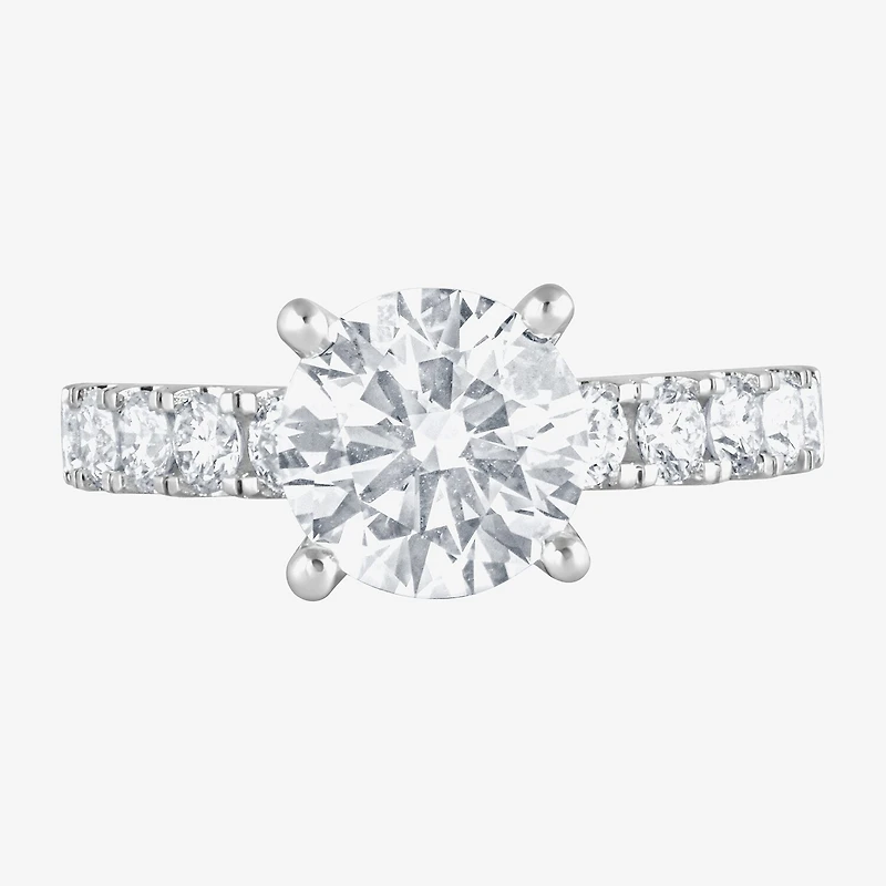 (F / Vs2) Womens 5 CT. T.W. Lab Grown White Diamond 14K Gold Round Side Stone Engagement Ring