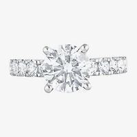 (F / Vs2) Womens 5 CT. T.W. Lab Grown White Diamond 14K Gold Round Side Stone Engagement Ring