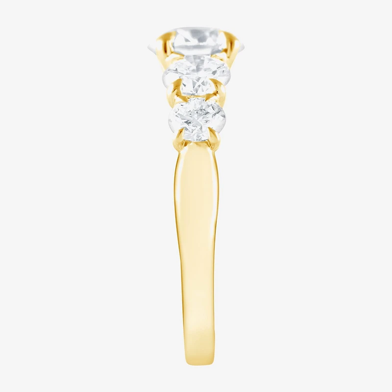(F / Vs2) Womens 3 CT. T.W. Lab Grown White Diamond 14K Gold Round 5-Stone Engagement Ring