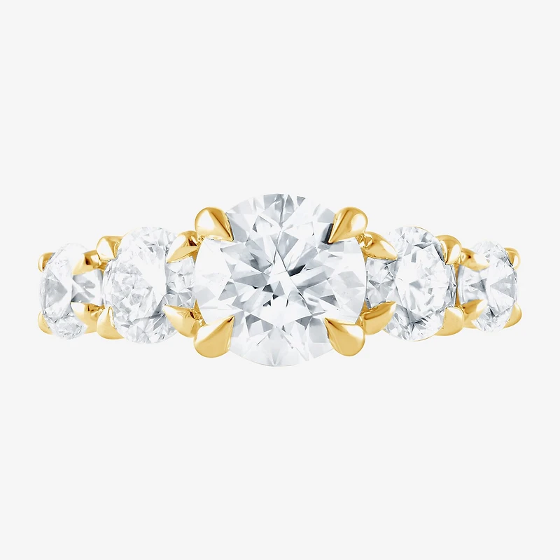 (F / Vs2) Womens 3 CT. T.W. Lab Grown White Diamond 14K Gold Round 5-Stone Engagement Ring
