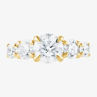 (F / Vs2) Womens 3 CT. T.W. Lab Grown White Diamond 14K Gold Round 5-Stone Engagement Ring
