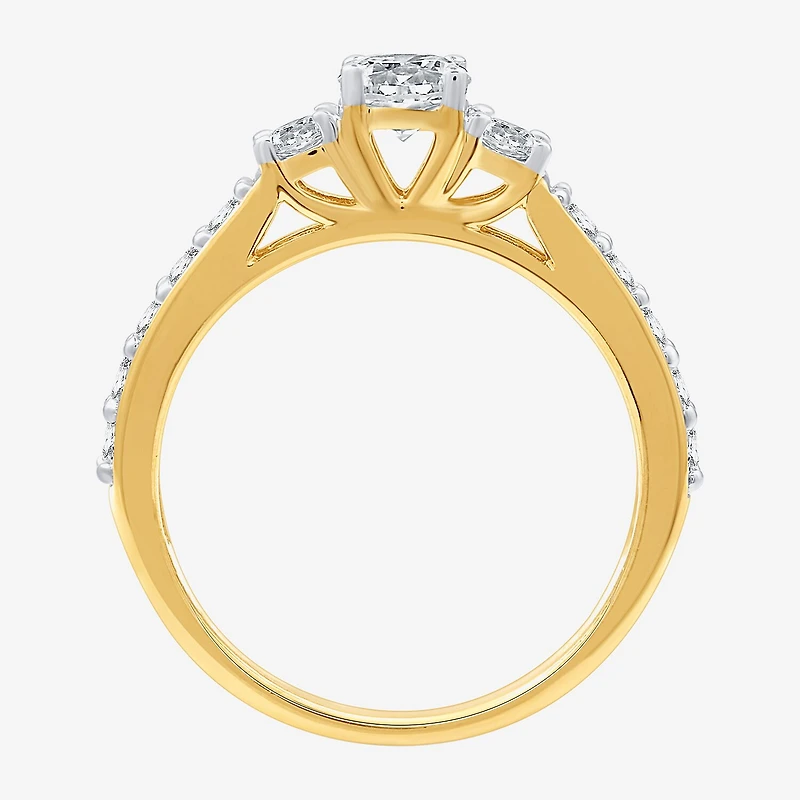 (H-I, I1) Womens 1 CT. T.W. Lab Grown White Diamond 14K Gold Over Silver Engagement Ring