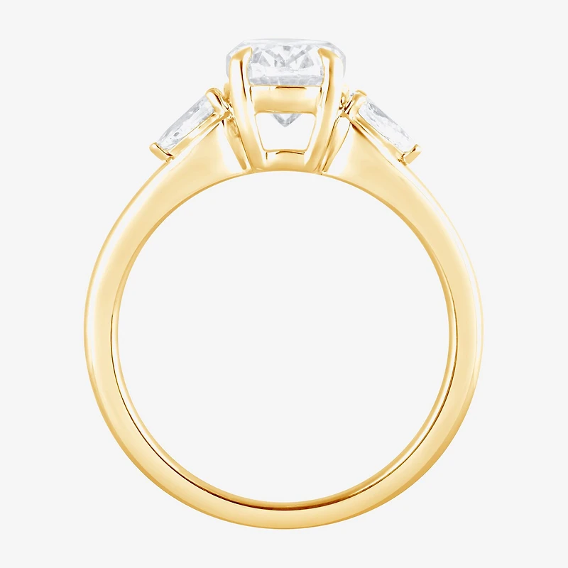 Love Lives Forever (F / Vs2) Womens 1 3/4 CT. T.W. Lab Grown White Diamond 10K Gold Oval 3-Stone Engagement Ring