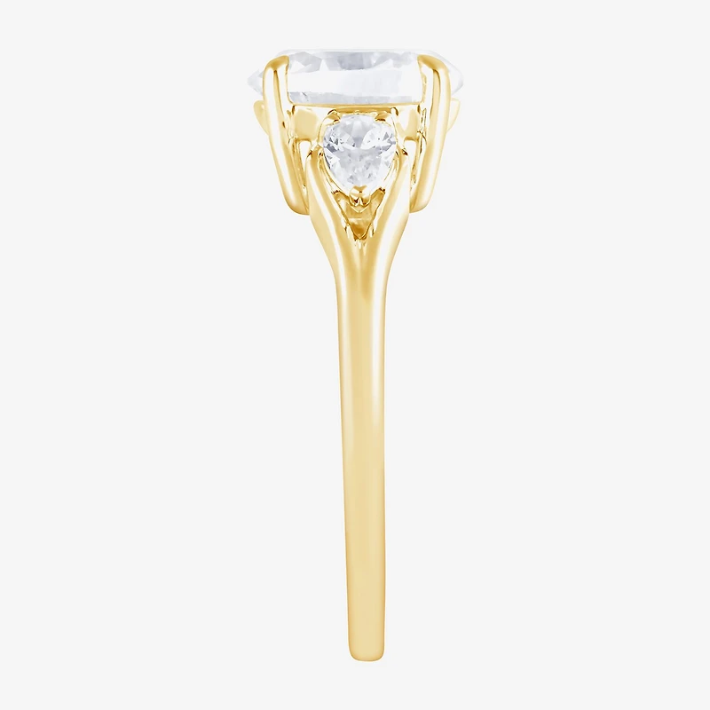 Love Lives Forever (F / Vs2) Womens 1 3/4 CT. T.W. Lab Grown White Diamond 10K Gold Oval 3-Stone Engagement Ring