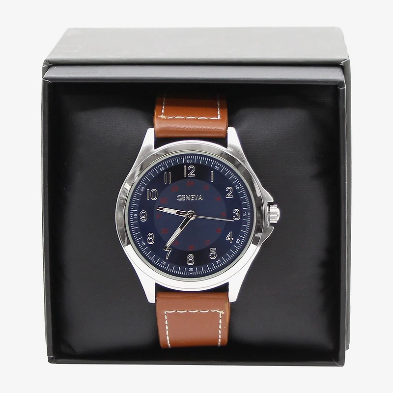 Geneva Mens Brown Strap Watch Mac5175jc