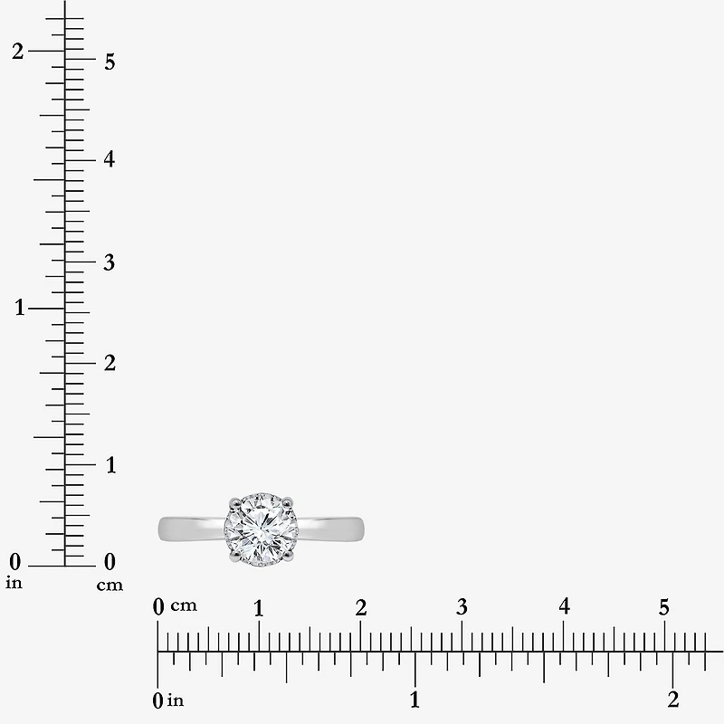(I / Si2) Womens 1 CT. Lab Grown White Diamond Sterling Silver Round Solitaire Engagement Ring