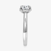 (I / Si2) Womens 1 CT. Lab Grown White Diamond Sterling Silver Round Solitaire Engagement Ring